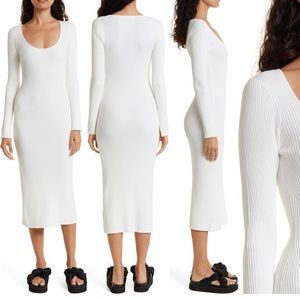 Ganni Ribbed Mélange Knit
Long Sleeve Midi Dress